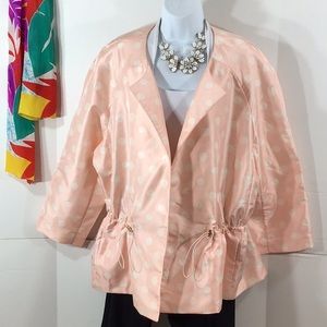 Anne Klein cherry blossom pink polka dot jacket XL